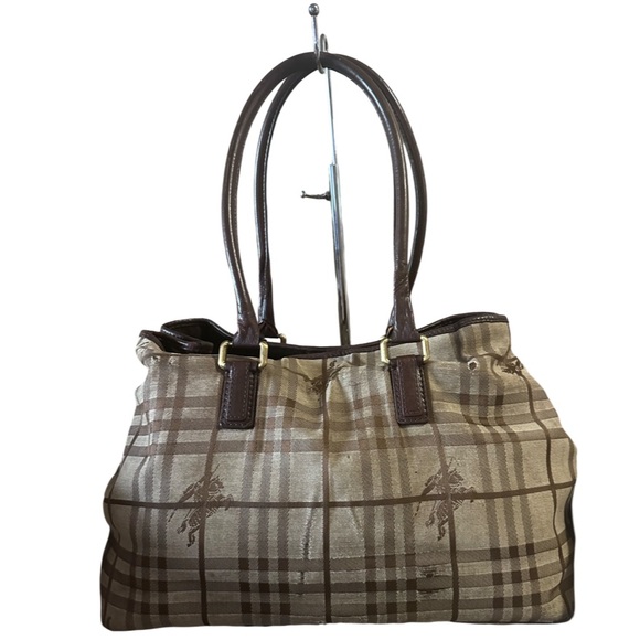 Authentic Vintage Burberry Plaid Haymarket Shoulder tote purse - Picture 5 of 17